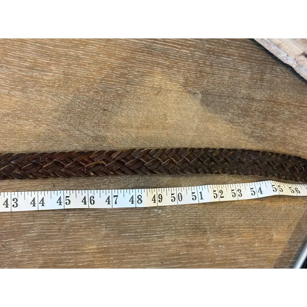 NORDSTROM Brown Leather Braided Belt w/ Brass Buckle Men size 44